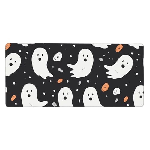 Großes Gaming-Mauspad, 90 x 40 cm, niedliches Geister-Halloween-Muster, Schreibtischunterlage XXL, genähter Rand, rutschfestes Mauspad, erweiterte Tastatur, wasserdicht, Computer-Mauspad für Arbeit Großes Gaming-Mauspad, 90 x 40 cm, niedliches Geister-Halloween-Muster, Schreibtischunterlage XXL, genähter Rand, rutschfestes Mauspad, erweiterte Tastatur, wasserdicht, Computer-Mauspad für Arbeit von FHEDVBN