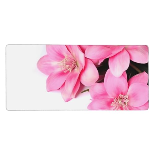 Großes Gaming-Mauspad, 90 x 40 cm, rosa Blumen, Schreibtischunterlage XXL, genähter Rand, rutschfestes Mauspad, verlängerte Tastatur, wasserdicht, Computer-Mauspad für Arbeit, Büro, Zuhause von FHEDVBN