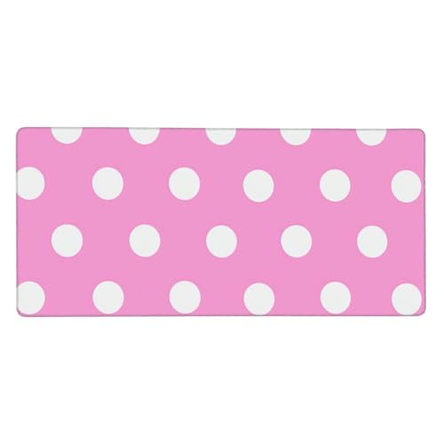 Großes Gaming-Mauspad, 90 x 40 cm, rosa Punkte, Schreibtischunterlage XXL, genähter Rand, rutschfestes Mauspad, erweiterte Tastatur, wasserdicht, Computer-Mauspad für Arbeit, Büro, Zuhause von FHEDVBN