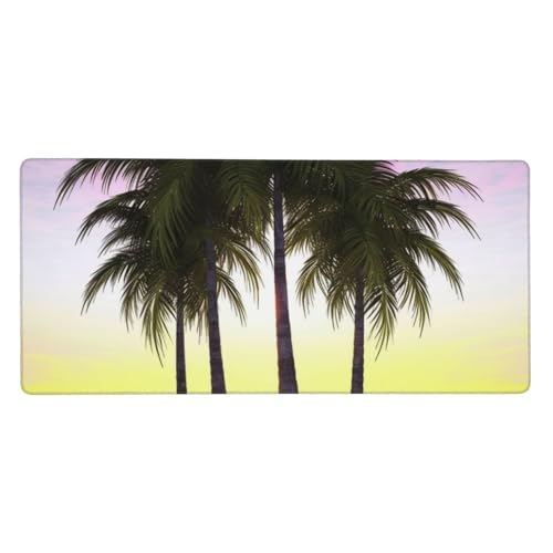 Großes Gaming-Mauspad, 90 x 40 cm, tropische Palme, Schreibtischunterlage XXL, genähter Rand, rutschfestes Mauspad, erweiterte Tastatur, wasserdicht, Computer-Mauspad für Arbeit, Büro, Zuhause von FHEDVBN