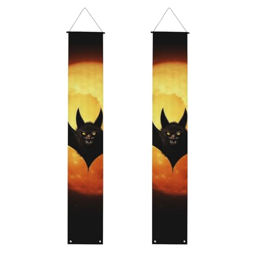 Halloween-Banner mit Fledermaus-Motiv, elegante Heimdekoration, hängende Flaggen, Veranda-Schild, Willkommensbanner für den Innen- und Außenbereich, Urlaubsbedarf, 180 x 30 cm, 2 Stück Halloween-Banner mit Fledermaus-Motiv, elegante Heimdekoration, hängende Flaggen, Veranda-Schild, Willkommensbanner für den Innen- und Außenbereich, Urlaubsbedarf, 180 x 30 cm, 2 Stück von FHEDVBN