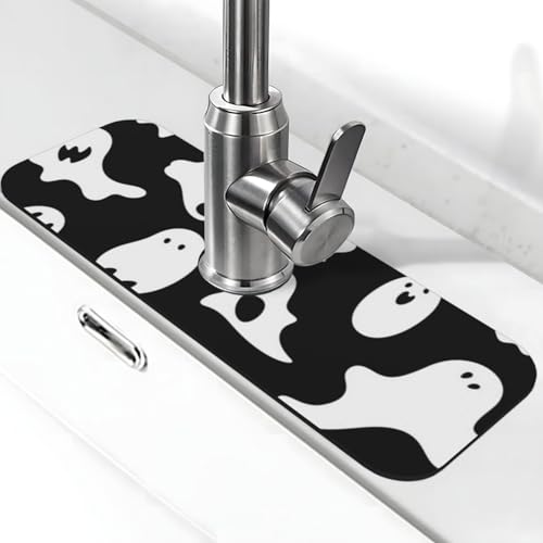 Halloween-Goth-Wasserhahnmatte für Küchenspüle – 2025 Premium-Upgrade: Super saugfähiger Kieselgur-Schnelltrocknender Wasserhahn-Saugnapf, waschbar, Küchenspüle, Spritzschutz, 14 x 38 cm Halloween-Goth-Wasserhahnmatte für Küchenspüle – 2025 Premium-Upgrade: Super saugfähiger Kieselgur-Schnelltrocknender Wasserhahn-Saugnapf, waschbar, Küchenspüle, Spritzschutz, 14 x 38 cm von FHEDVBN