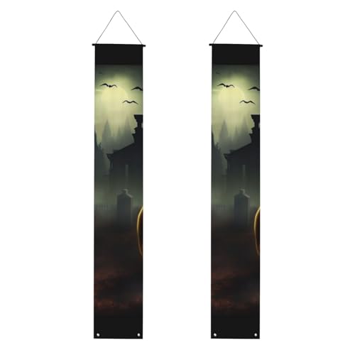 Halloween-Horror-Veranda-Banner, Haustürschild, elegante Heimdekoration, hängende Flaggen, Veranda-Schild, Willkommensbanner für den Innen- und Außenbereich, Urlaubsbedarf, 180 x 30 cm, 2 Stück Halloween-Horror-Veranda-Banner, Haustürschild, elegante Heimdekoration, hängende Flaggen, Veranda-Schild, Willkommensbanner für den Innen- und Außenbereich, Urlaubsbedarf, 180 x 30 cm, 2 Stück von FHEDVBN