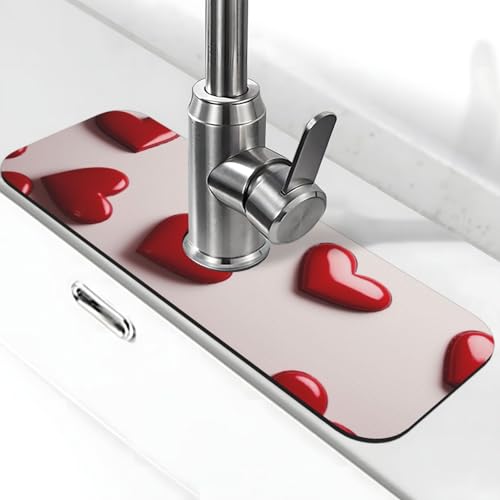 Hearts Wasserhahnmatte für Küchenspüle – 2025 Premium-Upgrade: Super saugfähiger Kieselgur-Schnelltrocknender Wasserhahn-Saugnapf, waschbar, Küchenspüle, Spritzschutz, 14 x 38 cm Hearts Wasserhahnmatte für Küchenspüle – 2025 Premium-Upgrade: Super saugfähiger Kieselgur-Schnelltrocknender Wasserhahn-Saugnapf, waschbar, Küchenspüle, Spritzschutz, 14 x 38 cm von FHEDVBN