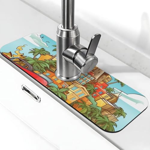Island of Cuba Wasserhahnmatte für Küchenspüle – 2025 Premium-Upgrade: Super saugfähiger Kieselgur, schnell trocknender Wasserhahn-Saugnapf, waschbar, Küchenspüle, Spritzschutz, 14 x 38 cm Island of Cuba Wasserhahnmatte für Küchenspüle – 2025 Premium-Upgrade: Super saugfähiger Kieselgur, schnell trocknender Wasserhahn-Saugnapf, waschbar, Küchenspüle, Spritzschutz, 14 x 38 cm von FHEDVBN