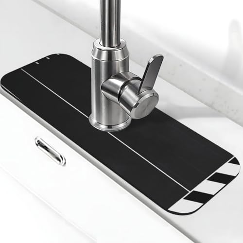 Klassische Filmschindelmatte für Küchenspüle, Premium-Upgrade: Super saugfähiger Kieselgur, schnell trocknend, Saugnapf, waschbar, Küchenspüle, Spritzschutz, 14 x 38 cm Klassische Filmschindelmatte für Küchenspüle, Premium-Upgrade: Super saugfähiger Kieselgur, schnell trocknend, Saugnapf, waschbar, Küchenspüle, Spritzschutz, 14 x 38 cm von FHEDVBN