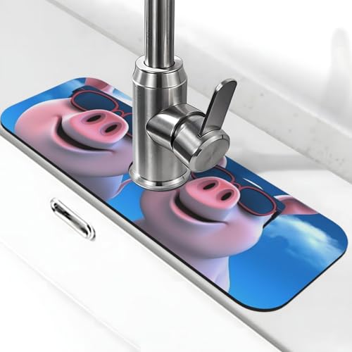 Lustige 3D-Schweinchen-Wasserhahnmatte für Küchenspüle – 2025 Premium-Upgrade: Super saugfähiger Kieselgur-Schnelltrocknender Wasserhahn-Saugnapf, waschbar, Küchenspüle, Spritzschutz, 14 x 38 cm Lustige 3D-Schweinchen-Wasserhahnmatte für Küchenspüle – 2025 Premium-Upgrade: Super saugfähiger Kieselgur-Schnelltrocknender Wasserhahn-Saugnapf, waschbar, Küchenspüle, Spritzschutz, 14 x 38 cm von FHEDVBN