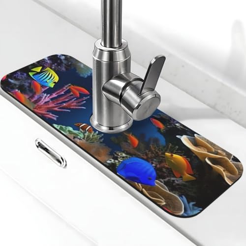 Marine Life Wasserhahnmatte für Küchenspüle – 2025 Premium-Upgrade: Super saugfähiger Kieselgur-Schnelltrocknender Wasserhahn-Saugnapf, waschbar, Küchenspüle, Spritzschutz, 14 x 38 cm Marine Life Wasserhahnmatte für Küchenspüle – 2025 Premium-Upgrade: Super saugfähiger Kieselgur-Schnelltrocknender Wasserhahn-Saugnapf, waschbar, Küchenspüle, Spritzschutz, 14 x 38 cm von FHEDVBN