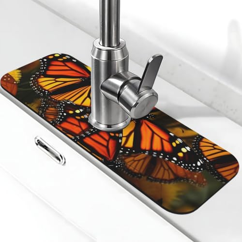 Monarch Butterflies Wasserhahnmatte für Küchenspüle – 2025 Premium-Upgrade: Super saugfähiger Kieselgur, schnell trocknender Wasserhahn-Saugnapf, waschbar, Küchenspüle, Spritzschutz, 14 x 38 cm Monarch Butterflies Wasserhahnmatte für Küchenspüle – 2025 Premium-Upgrade: Super saugfähiger Kieselgur, schnell trocknender Wasserhahn-Saugnapf, waschbar, Küchenspüle, Spritzschutz, 14 x 38 cm von FHEDVBN
