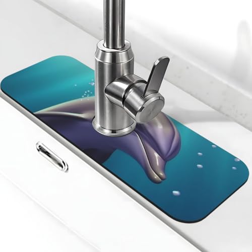 Niedliche Meerestier-Delfin-Wasserhahnmatte für Küchenspüle – 2025 Premium-Upgrade: Super saugfähiger Kieselgur, schnell trocknender Wasserhahn, Saugnapf, waschbar, Küchenspüle, Spritzschutz, 14 x 38 Niedliche Meerestier-Delfin-Wasserhahnmatte für Küchenspüle – 2025 Premium-Upgrade: Super saugfähiger Kieselgur, schnell trocknender Wasserhahn, Saugnapf, waschbar, Küchenspüle, Spritzschutz, 14 x 38 von FHEDVBN
