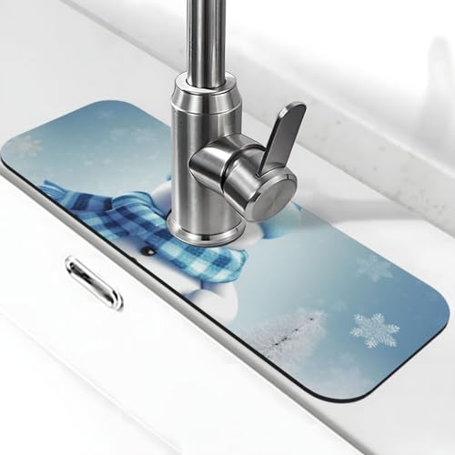 Niedliche Schneemann-Wasserhahnmatte für Küchenspüle – 2025 Premium-Upgrade: Super saugfähiger Kieselgur-Schnelltrocknender Wasserhahn-Saugnapf, waschbar, Küchenspüle, Spritzschutz, 14 x 38 cm Niedliche Schneemann-Wasserhahnmatte für Küchenspüle – 2025 Premium-Upgrade: Super saugfähiger Kieselgur-Schnelltrocknender Wasserhahn-Saugnapf, waschbar, Küchenspüle, Spritzschutz, 14 x 38 cm von FHEDVBN