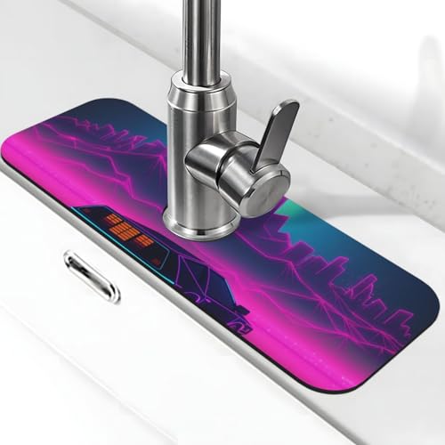 Retrowave Bilder Wasserhahnmatte für Küchenspüle – 2025 Premium-Upgrade: Super saugfähiger Kieselgur, schnell trocknender Wasserhahn-Saugnapf, waschbar, Küchenspüle, Spritzschutz, 14 x 38 cm Retrowave Bilder Wasserhahnmatte für Küchenspüle – 2025 Premium-Upgrade: Super saugfähiger Kieselgur, schnell trocknender Wasserhahn-Saugnapf, waschbar, Küchenspüle, Spritzschutz, 14 x 38 cm von FHEDVBN