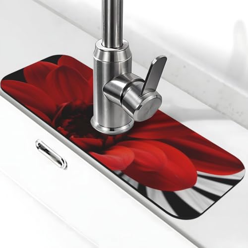 Rote Blumen-Wasserhahnmatte für Küchenspüle – 2025 Premium-Upgrade: Super saugfähiger Kieselgur-Schnelltrocknender Wasserhahn-Saugnapf, waschbar, Küchenspüle, Spritzschutz, 14 x 38 cm Rote Blumen-Wasserhahnmatte für Küchenspüle – 2025 Premium-Upgrade: Super saugfähiger Kieselgur-Schnelltrocknender Wasserhahn-Saugnapf, waschbar, Küchenspüle, Spritzschutz, 14 x 38 cm von FHEDVBN