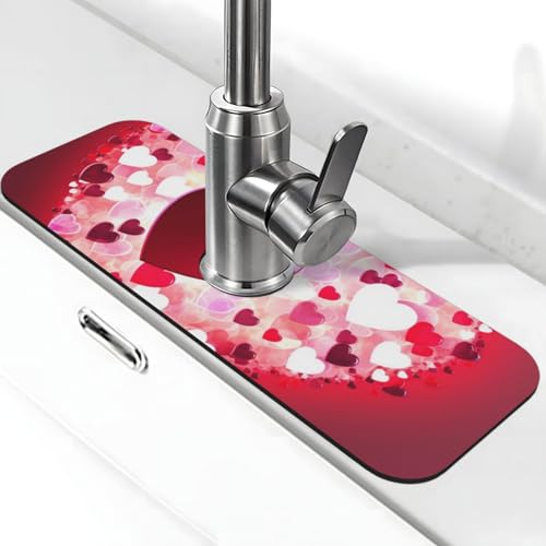 Valentinstag-Herz-Wasserhahnmatte für Küchenspüle – 2025 Premium-Upgrade: Super saugfähiger Kieselgur, schnell trocknender Wasserhahn-Saugnapf, waschbar, Küchenspüle, Spritzschutz, 14 x 38 cm Valentinstag-Herz-Wasserhahnmatte für Küchenspüle – 2025 Premium-Upgrade: Super saugfähiger Kieselgur, schnell trocknender Wasserhahn-Saugnapf, waschbar, Küchenspüle, Spritzschutz, 14 x 38 cm von FHEDVBN
