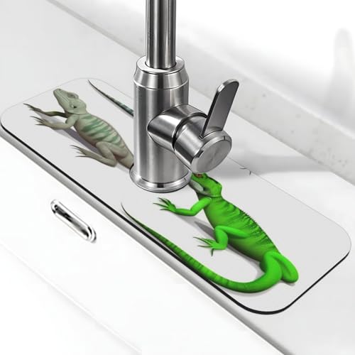 Verschiedene Arten von Eidechsenhahnmatte für Küchenspüle – 2025 Premium-Upgrade: Super saugfähiger Kieselgur, schnell trocknender Wasserhahn-Saugnapf, waschbar, Küchenspüle, Spritzschutz, 14 x 38 cm Verschiedene Arten von Eidechsenhahnmatte für Küchenspüle – 2025 Premium-Upgrade: Super saugfähiger Kieselgur, schnell trocknender Wasserhahn-Saugnapf, waschbar, Küchenspüle, Spritzschutz, 14 x 38 cm von FHEDVBN