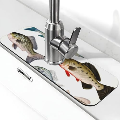 Verschiedene Fisch-Wasserhahn-Matte für Küchenspüle – 2025 Premium-Upgrade: Super saugfähiger Kieselgur-Schnelltrocknender Wasserhahn-Saugnapf, waschbar, Küchenspüle, Spritzschutz, 14 x 38 cm Verschiedene Fisch-Wasserhahn-Matte für Küchenspüle – 2025 Premium-Upgrade: Super saugfähiger Kieselgur-Schnelltrocknender Wasserhahn-Saugnapf, waschbar, Küchenspüle, Spritzschutz, 14 x 38 cm von FHEDVBN