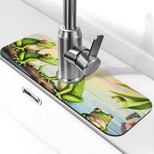 Viele Frösche singen auf den Zweigen Wasserhahnmatte für Küchenspüle – 2025 Premium-Upgrade: Super saugfähiger Kieselgur, schnell trocknender Wasserhahn-Saugnapf, waschbar, Küchenspüle, Spritzschutz Viele Frösche singen auf den Zweigen Wasserhahnmatte für Küchenspüle – 2025 Premium-Upgrade: Super saugfähiger Kieselgur, schnell trocknender Wasserhahn-Saugnapf, waschbar, Küchenspüle, Spritzschutz von FHEDVBN