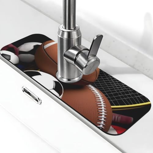 Wasserhahnmatte mit Sportmotiv für Küchenspüle – 2025 Premium-Upgrade: Super saugfähiger Kieselgur, schnell trocknender Wasserhahn-Saugnapf, waschbar, Küchenspüle, Spritzschutz, 14 x 38 cm Wasserhahnmatte mit Sportmotiv für Küchenspüle – 2025 Premium-Upgrade: Super saugfähiger Kieselgur, schnell trocknender Wasserhahn-Saugnapf, waschbar, Küchenspüle, Spritzschutz, 14 x 38 cm von FHEDVBN