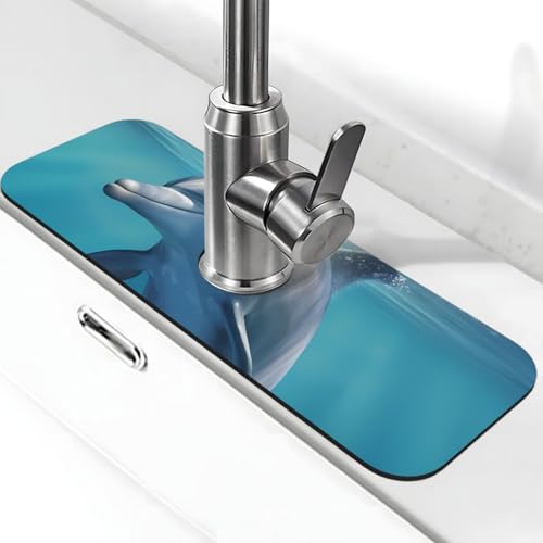 Winter the Dolphin Wasserhahnmatte für Küchenspüle – 2025 Premium-Upgrade: Super saugfähiger Kieselgur, schnell trocknender Wasserhahn-Saugnapf, waschbar, Küchenspüle, Spritzschutz, 14 x 38 cm Winter the Dolphin Wasserhahnmatte für Küchenspüle – 2025 Premium-Upgrade: Super saugfähiger Kieselgur, schnell trocknender Wasserhahn-Saugnapf, waschbar, Küchenspüle, Spritzschutz, 14 x 38 cm von FHEDVBN