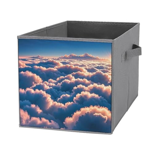 FHESDCW On Top of The Cloud Faltbare Aufbewahrungsbox mit Griffen, langlebige Oxford-Aufbewahrungswürfel, 1 x faltbarer Schrank-Organizer für Zuhause, Regal, Büro, Reisen von FHESDCW