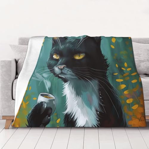 FHESDMN Bedruckte Flanell-Fleecedecke mit Katzendruck, Couchdecke, Sofa-Settees, flauschige, dicke Decken sind für alle Jahreszeiten geeignet, 60 x 50 cm FHESDMN Bedruckte Flanell-Fleecedecke mit Katzendruck, Couchdecke, Sofa-Settees, flauschige, dicke Decken sind für alle Jahreszeiten geeignet, 60 x 50 cm von FHESDMN