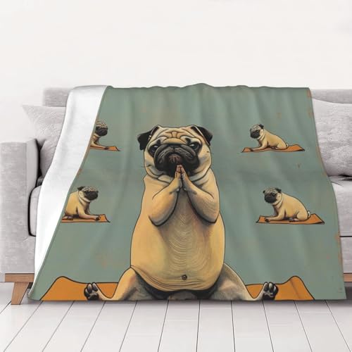 FHESDMN Bedruckte Flanell-Fleecedecke mit Mops-Motiv, Couchdecke, Sofa-Settees, flauschige, dicke Decken sind für alle Jahreszeiten geeignet, 80 x 60 cm FHESDMN Bedruckte Flanell-Fleecedecke mit Mops-Motiv, Couchdecke, Sofa-Settees, flauschige, dicke Decken sind für alle Jahreszeiten geeignet, 80 x 60 cm von FHESDMN