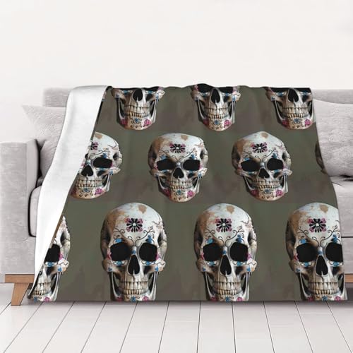 FHESDMN Bedruckte Flanell-Fleecedecke mit Totenkopf-Motiv, Couchdecke, Sofa-Settees, flauschige, dicke Decken sind für alle Jahreszeiten geeignet, 80 x 60 cm FHESDMN Bedruckte Flanell-Fleecedecke mit Totenkopf-Motiv, Couchdecke, Sofa-Settees, flauschige, dicke Decken sind für alle Jahreszeiten geeignet, 80 x 60 cm von FHESDMN