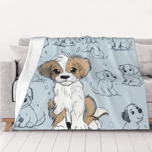 FHESDMN Bedruckte Flanell-Fleecedecke mit Welpenkritzeleien, Couchdecke, Sofa-Settees, flauschige, dicke Decken sind für alle Jahreszeiten geeignet, 60 x 50 cm FHESDMN Bedruckte Flanell-Fleecedecke mit Welpenkritzeleien, Couchdecke, Sofa-Settees, flauschige, dicke Decken sind für alle Jahreszeiten geeignet, 60 x 50 cm von FHESDMN
