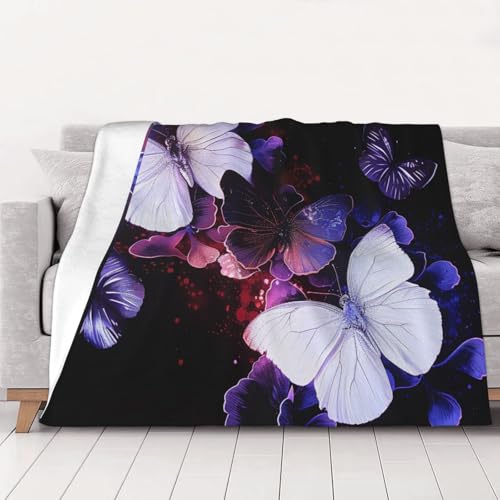 FHESDMN Flanell-Fleece-Decke, Couchdecke, Sofa-Settees, flauschige, dicke Decken sind für alle Jahreszeiten geeignet, 80 x 60 cm, Weiß / Lila FHESDMN Flanell-Fleece-Decke, Couchdecke, Sofa-Settees, flauschige, dicke Decken sind für alle Jahreszeiten geeignet, 80 x 60 cm, Weiß / Lila von FHESDMN