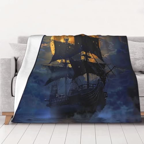 FHESDMN Flanell-Fleecedecke, Motiv: Piraten-Segelboot, Vollmond-Druck, Couchdecke, Sofa-Settees, flauschige, dicke Decken sind für alle Jahreszeiten geeignet, 40 x 30 cm FHESDMN Flanell-Fleecedecke, Motiv: Piraten-Segelboot, Vollmond-Druck, Couchdecke, Sofa-Settees, flauschige, dicke Decken sind für alle Jahreszeiten geeignet, 40 x 30 cm von FHESDMN