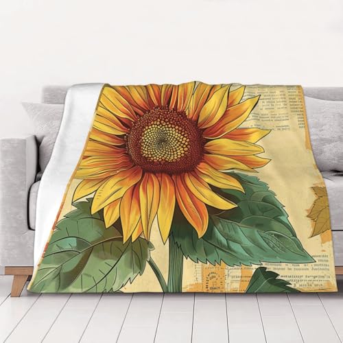 FHESDMN Flanell-Fleecedecke, Retro-Sonnenblumen-Druck, Couchdecke, Sofa-Settees, flauschige, dicke Decken sind für alle Jahreszeiten geeignet, 40 x 30 cm FHESDMN Flanell-Fleecedecke, Retro-Sonnenblumen-Druck, Couchdecke, Sofa-Settees, flauschige, dicke Decken sind für alle Jahreszeiten geeignet, 40 x 30 cm von FHESDMN