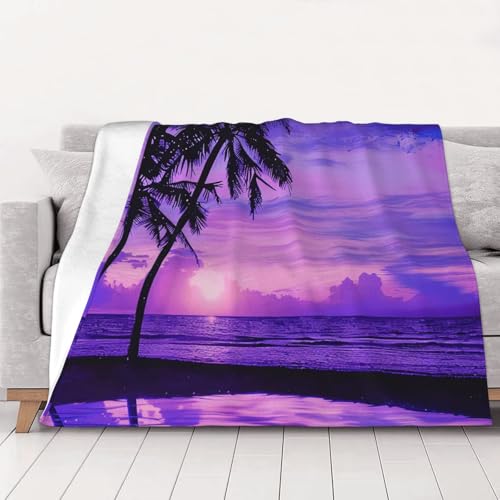 FHESDMN Flanell-Fleecedecke, bedruckt, Motiv: Palme, violett, Sonnenuntergang, Couchdecke, Sofa-Settees, flauschige, dicke Decken sind für alle Jahreszeiten geeignet, 80 x 60 cm FHESDMN Flanell-Fleecedecke, bedruckt, Motiv: Palme, violett, Sonnenuntergang, Couchdecke, Sofa-Settees, flauschige, dicke Decken sind für alle Jahreszeiten geeignet, 80 x 60 cm von FHESDMN