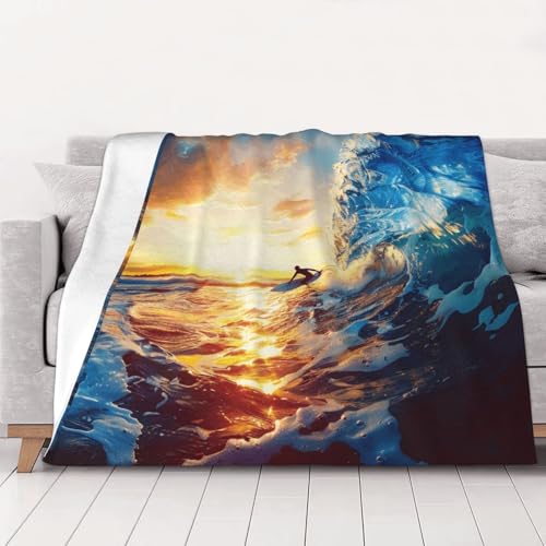FHESDMN Flanell-Fleecedecke, bedruckt, Motiv: Sonnenuntergang, Meer, Surfen, Meereslandschaft, Couchdecke, Sofa-Settees, flauschige, dicke Decken sind für alle Jahreszeiten geeignet, 40 x 30 cm FHESDMN Flanell-Fleecedecke, bedruckt, Motiv: Sonnenuntergang, Meer, Surfen, Meereslandschaft, Couchdecke, Sofa-Settees, flauschige, dicke Decken sind für alle Jahreszeiten geeignet, 40 x 30 cm von FHESDMN