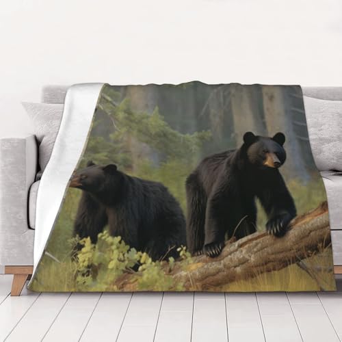 FHESDMN Flanell-Fleecedecke, bedruckt, Motiv: schwarze Bären, Couchdecke, Sofaset, flauschige, dicke Decken sind für alle Jahreszeiten geeignet, 50 x 40 cm FHESDMN Flanell-Fleecedecke, bedruckt, Motiv: schwarze Bären, Couchdecke, Sofaset, flauschige, dicke Decken sind für alle Jahreszeiten geeignet, 50 x 40 cm von FHESDMN