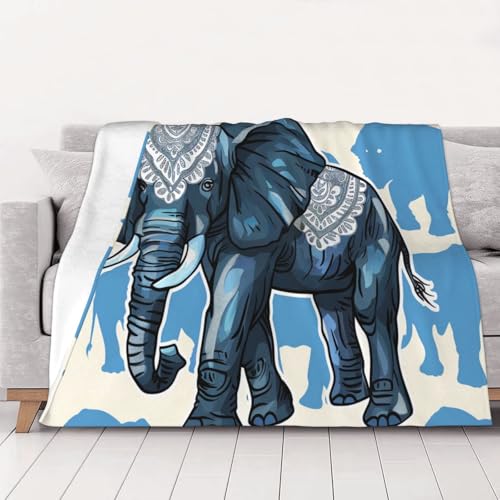 FHESDMN Flanell-Fleecedecke mit Azteken-Elefanten-Motiv, Couchdecke, Sofaset, flauschige, dicke Decken sind für alle Jahreszeiten geeignet, 152 x 127 cm FHESDMN Flanell-Fleecedecke mit Azteken-Elefanten-Motiv, Couchdecke, Sofaset, flauschige, dicke Decken sind für alle Jahreszeiten geeignet, 152 x 127 cm von FHESDMN