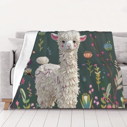 FHESDMN Flanell-Fleecedecke mit Blumen-Alpaka-Druck, Couchdecke, Sofaset, flauschige, dicke Decken sind für alle Jahreszeiten geeignet, 80 x 60 cm FHESDMN Flanell-Fleecedecke mit Blumen-Alpaka-Druck, Couchdecke, Sofaset, flauschige, dicke Decken sind für alle Jahreszeiten geeignet, 80 x 60 cm von FHESDMN