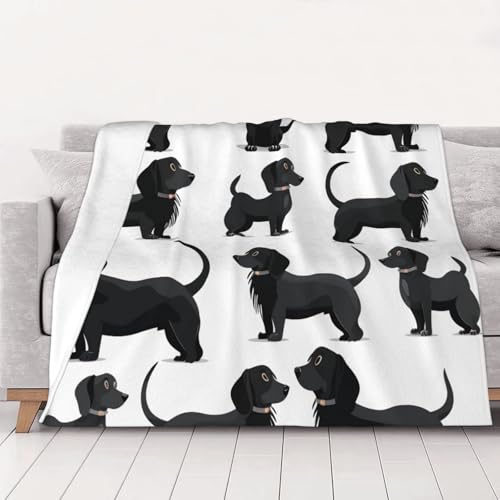 FHESDMN Flanell-Fleecedecke mit Dackel-Motiv, Couchdecke, Sofa-Settees, flauschige, dicke Decken sind für alle Jahreszeiten geeignet, 80 x 60 cm, Schwarz FHESDMN Flanell-Fleecedecke mit Dackel-Motiv, Couchdecke, Sofa-Settees, flauschige, dicke Decken sind für alle Jahreszeiten geeignet, 80 x 60 cm, Schwarz von FHESDMN