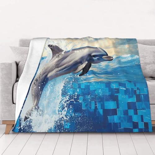 FHESDMN Flanell-Fleecedecke mit Delfin-Druck, Couchdecke, Sofa-Settees, flauschige, dicke Decken sind für alle Jahreszeiten geeignet, 50 x 40 cm FHESDMN Flanell-Fleecedecke mit Delfin-Druck, Couchdecke, Sofa-Settees, flauschige, dicke Decken sind für alle Jahreszeiten geeignet, 50 x 40 cm von FHESDMN