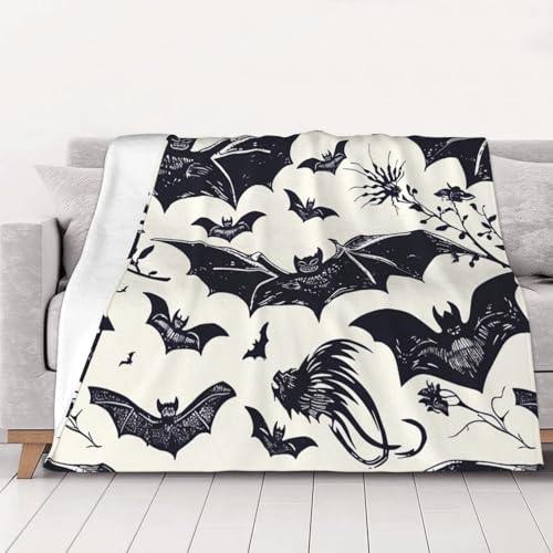 FHESDMN Flanell-Fleecedecke mit Fledermausmuster, Couchdecke, Sofa-Settees, flauschige, dicke Decken sind für alle Jahreszeiten geeignet, 50 x 40 cm von FHESDMN