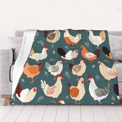 FHESDMN Flanell-Fleecedecke mit Hühnermuster, Couchdecke, Sofa-Settees, flauschige, dicke Decken sind für alle Jahreszeiten geeignet, 50 x 40 cm von FHESDMN