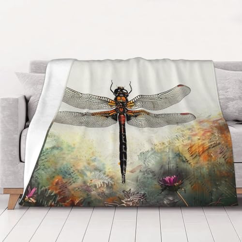 FHESDMN Flanell-Fleecedecke mit Libellen-Motiv, Couchdecke, Sofaset, flauschige, dicke Decken sind für alle Jahreszeiten geeignet, 50 x 40 cm FHESDMN Flanell-Fleecedecke mit Libellen-Motiv, Couchdecke, Sofaset, flauschige, dicke Decken sind für alle Jahreszeiten geeignet, 50 x 40 cm von FHESDMN