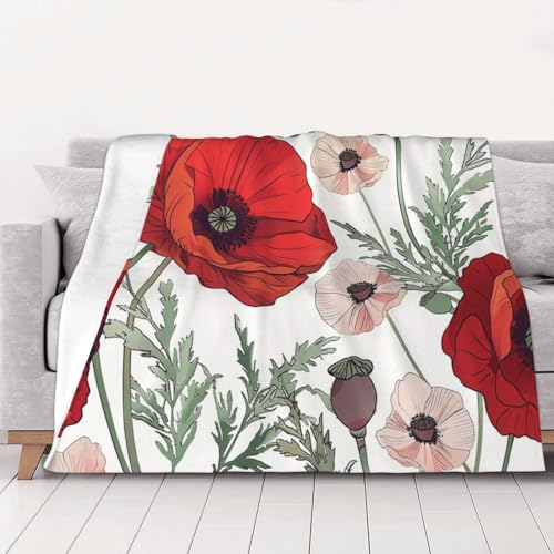 FHESDMN Flanell-Fleecedecke mit Mohnblumen-Motiv, Couchdecke, Sofa-Settees, flauschige, dicke Decken sind für alle Jahreszeiten geeignet, 40 x 30 cm FHESDMN Flanell-Fleecedecke mit Mohnblumen-Motiv, Couchdecke, Sofa-Settees, flauschige, dicke Decken sind für alle Jahreszeiten geeignet, 40 x 30 cm von FHESDMN