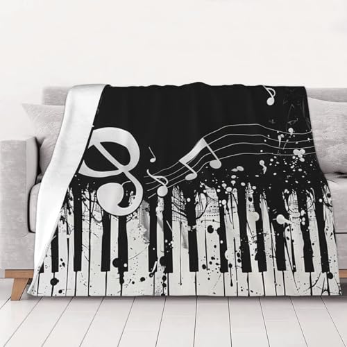FHESDMN Flanell-Fleecedecke mit Musiknoten-Druck, Couchdecke, Sofaset, flauschige, dicke Decken sind für alle Jahreszeiten geeignet, 152 x 127 cm, Schwarz / Weiß FHESDMN Flanell-Fleecedecke mit Musiknoten-Druck, Couchdecke, Sofaset, flauschige, dicke Decken sind für alle Jahreszeiten geeignet, 152 x 127 cm, Schwarz / Weiß von FHESDMN