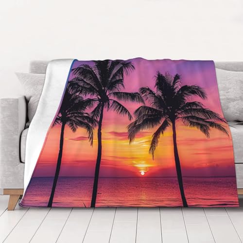 FHESDMN Flanell-Fleecedecke mit Palmen-Silhouette bei Sonnenuntergang, Couchdecke, Sofabett, flauschige, dicke Decken sind für alle Jahreszeiten geeignet, 40 x 30 cm FHESDMN Flanell-Fleecedecke mit Palmen-Silhouette bei Sonnenuntergang, Couchdecke, Sofabett, flauschige, dicke Decken sind für alle Jahreszeiten geeignet, 40 x 30 cm von FHESDMN