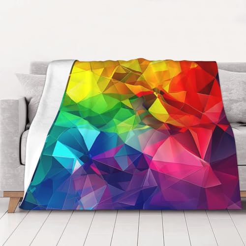 FHESDMN Flanell-Fleecedecke mit Regenbogen-geometrischem Druck, Couchdecke, Sofa-Settees, flauschige, dicke Decken sind für alle Jahreszeiten geeignet, 80 x 60 cm FHESDMN Flanell-Fleecedecke mit Regenbogen-geometrischem Druck, Couchdecke, Sofa-Settees, flauschige, dicke Decken sind für alle Jahreszeiten geeignet, 80 x 60 cm von FHESDMN