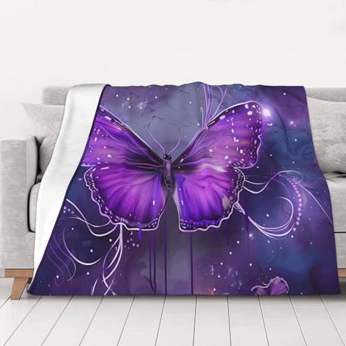 FHESDMN Flanell-Fleecedecke mit Schmetterlingsdruck, Couchdecke, Sofa-Settees, flauschige, dicke Decken sind für alle Jahreszeiten geeignet, 80 x 60 cm, Violett FHESDMN Flanell-Fleecedecke mit Schmetterlingsdruck, Couchdecke, Sofa-Settees, flauschige, dicke Decken sind für alle Jahreszeiten geeignet, 80 x 60 cm, Violett von FHESDMN