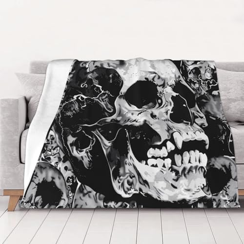 FHESDMN Flanell-Fleecedecke mit Totenkopf-Motiv, Couchdecke, Sofa-Settees, flauschige, dicke Decken sind für alle Jahreszeiten geeignet, 50 x 40 cm, Schwarz und Weiß FHESDMN Flanell-Fleecedecke mit Totenkopf-Motiv, Couchdecke, Sofa-Settees, flauschige, dicke Decken sind für alle Jahreszeiten geeignet, 50 x 40 cm, Schwarz und Weiß von FHESDMN