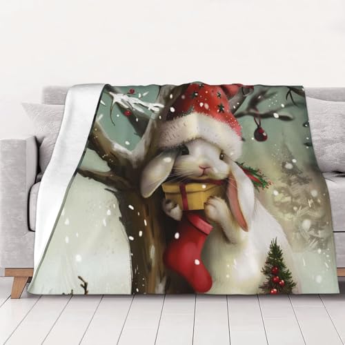 FHESDMN Flanell-Fleecedecke mit Weihnachts-Hasen-Motiv, Couchdecke, Sofa-Settees, flauschige, dicke Decken sind für alle Jahreszeiten geeignet, 40 x 30 cm FHESDMN Flanell-Fleecedecke mit Weihnachts-Hasen-Motiv, Couchdecke, Sofa-Settees, flauschige, dicke Decken sind für alle Jahreszeiten geeignet, 40 x 30 cm von FHESDMN