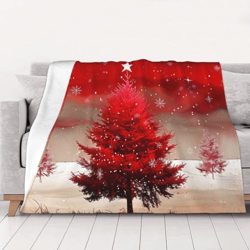 FHESDMN Flanell-Fleecedecke mit Weihnachtsbaum-Motiv, rot, Couchdecke, Sofaset, flauschige, dicke Decken sind für alle Jahreszeiten geeignet, 101,6 x 76,2 cm FHESDMN Flanell-Fleecedecke mit Weihnachtsbaum-Motiv, rot, Couchdecke, Sofaset, flauschige, dicke Decken sind für alle Jahreszeiten geeignet, 101,6 x 76,2 cm von FHESDMN