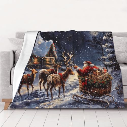FHESDMN Flanell-Fleecedecke mit Weihnachtsmann- und Hirschmotiv, Couchdecke, Sofa-Settees, flauschige, dicke Decken sind für alle Jahreszeiten geeignet, 80 x 60 cm FHESDMN Flanell-Fleecedecke mit Weihnachtsmann- und Hirschmotiv, Couchdecke, Sofa-Settees, flauschige, dicke Decken sind für alle Jahreszeiten geeignet, 80 x 60 cm von FHESDMN